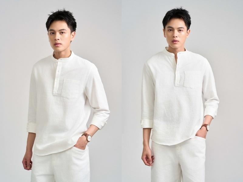 Nam giới phối đồ đi biển đơn giản nhưng lịch lãm với quần short và áo sơ mi linen